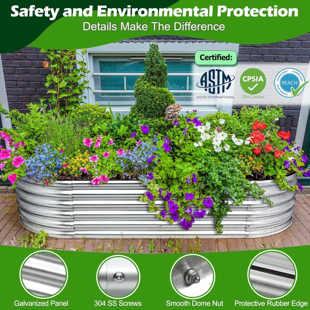 7x3x1.4ft Galvanized Raised Garden Bed, Upgraded with X-Shaped Support Rods, Large Raised Garden Beds Outdoor, Raised Bed for Planting Vegetables, Flowers, Fruits
