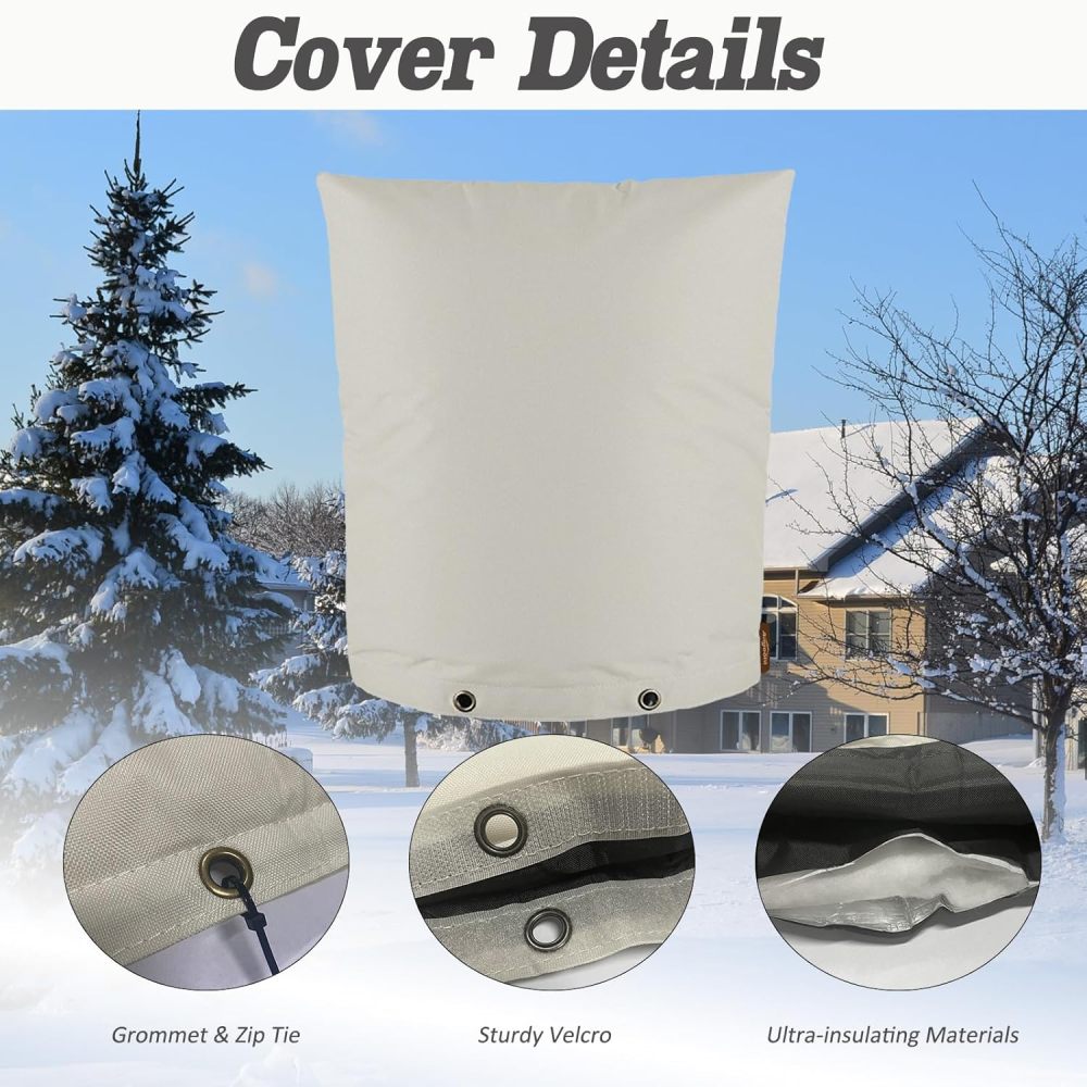 14x18in Insulated Backflow Preventer Cover | Adjustable Size | Easy Installation | Secure Velcro | Protects Sprinkler System from Cold Weather - Winter Sprinkler Cover(Gray)