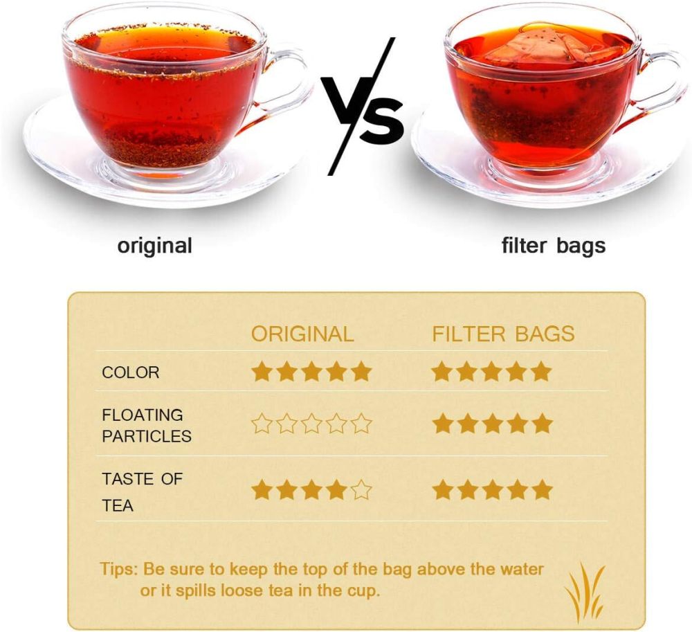 300PCS Disposable Tea Filter Bags with Drawstring | 100% Natural & Safe Loose Leaf Tea Empty Tea Bags, 1-Cup Capacity