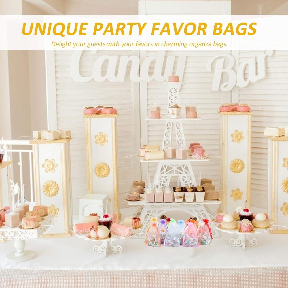Angooni 200PCS Sheer Organza Gift Bags Wedding Favor Bags with Drawstring, 4x6 Inch Jewelry Pouches Party Festival Candy Bags(10 Colors)