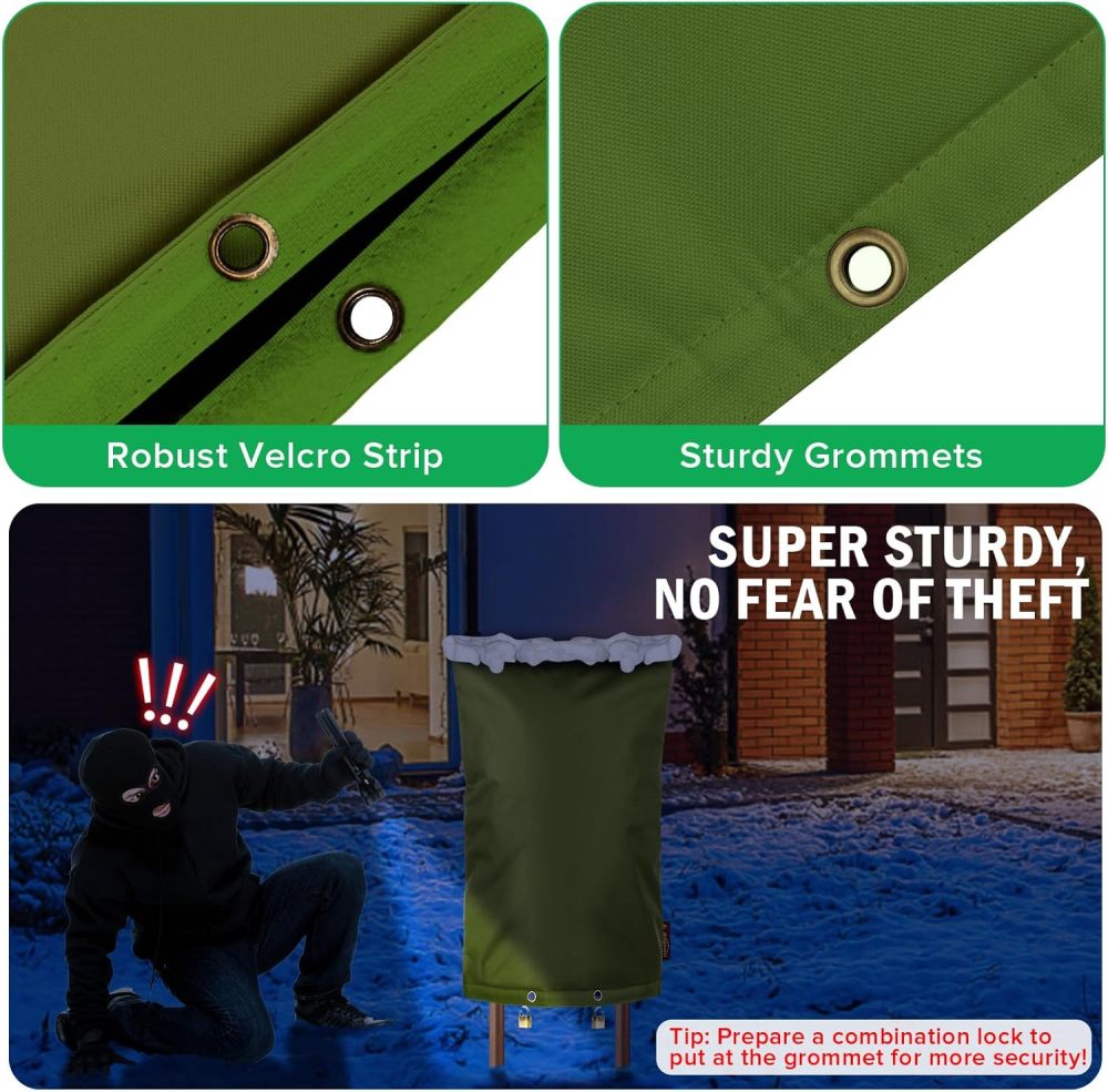 Upgraded 18"W x 34"H Backflow Preventer Cover Aluminum Foil (5℉) - Industrial 600D Winter Sprinkler Valve Covers for Outside, Anti-UV Winter-Freeze Water Well Pump Cover, Green