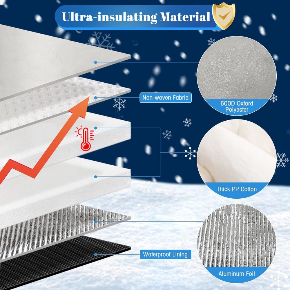 Insulated Well Pressure Tank Cover Aluminum Foil (5℉) - 24"D x 34"H Industrial 600D Outdoor Well Water Tank Insulation Blanket, Anti-UV Winter-Freeze Water Well Pump Cover, Gray