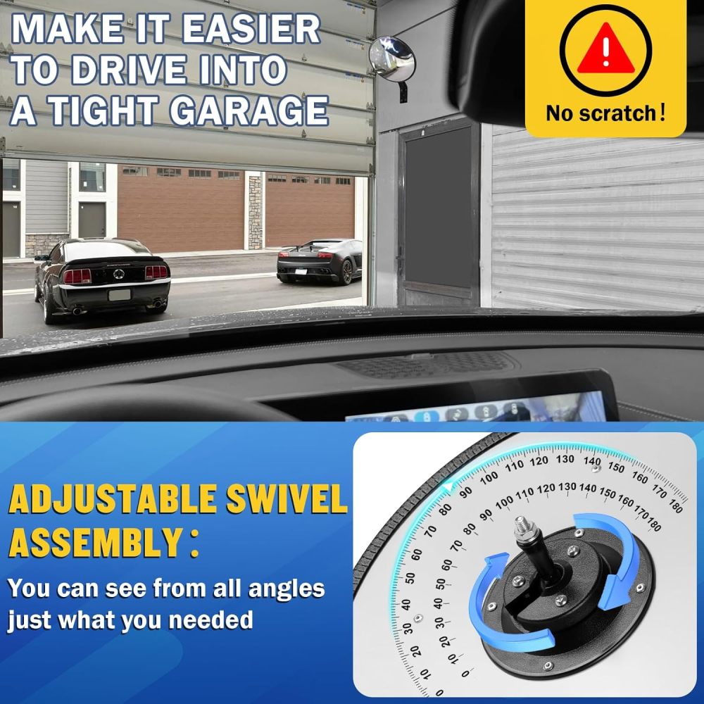 15" HD Convex Traffic Mirror - Freely Adjustable Blind Spot Mirror, Heavy Acrylic Mirror - Security Mirror for Driveway, Garage Parking, Office