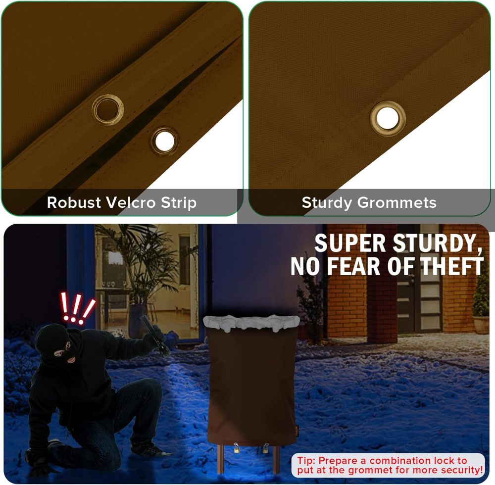 Upgraded Backflow Preventer Cover Aluminum Foil (5℉) - 24"W x 24"H Industrial 600D Winter Sprinkler Valve Covers for Outside, Anti-UV Winter-Freeze Water Well Pump Cover, Brown