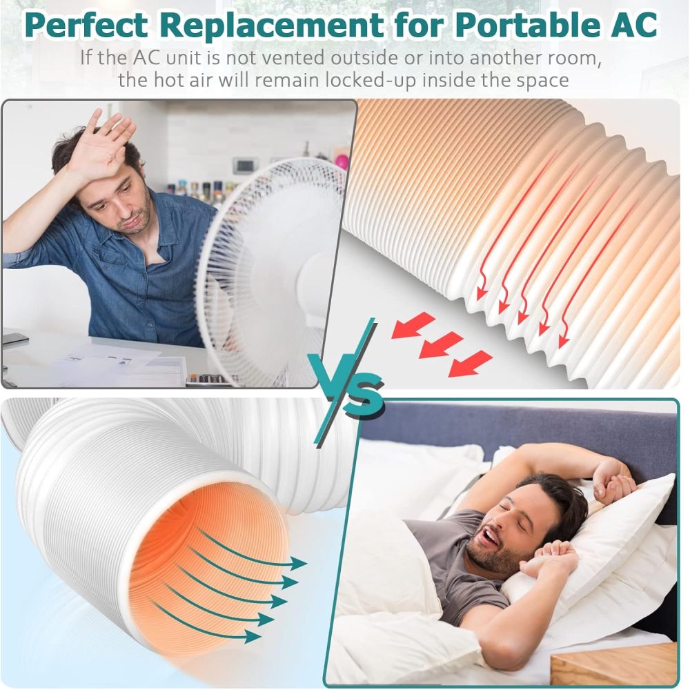 Universal Air Conditioner Exhaust Vent Hose - 5.9inch Diameter, 80" Length, Clockwise Thread AC Hose Replacement for Honeywell, Whynter, Frigidaire, LG, Delonghi Toshiba, Delonghi, JHS