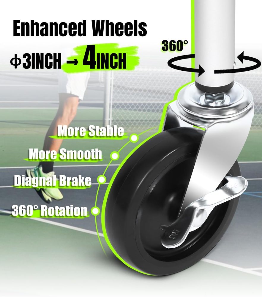 Professional Tennis Cart with Silent PU Wheels - 2 Capacity Choices (150-Ball/ 240-Balls) - Sturdy and Lightweight Tennis Ball Cart - Portable Tennis Balls Basket & Reliable Ball Carrier