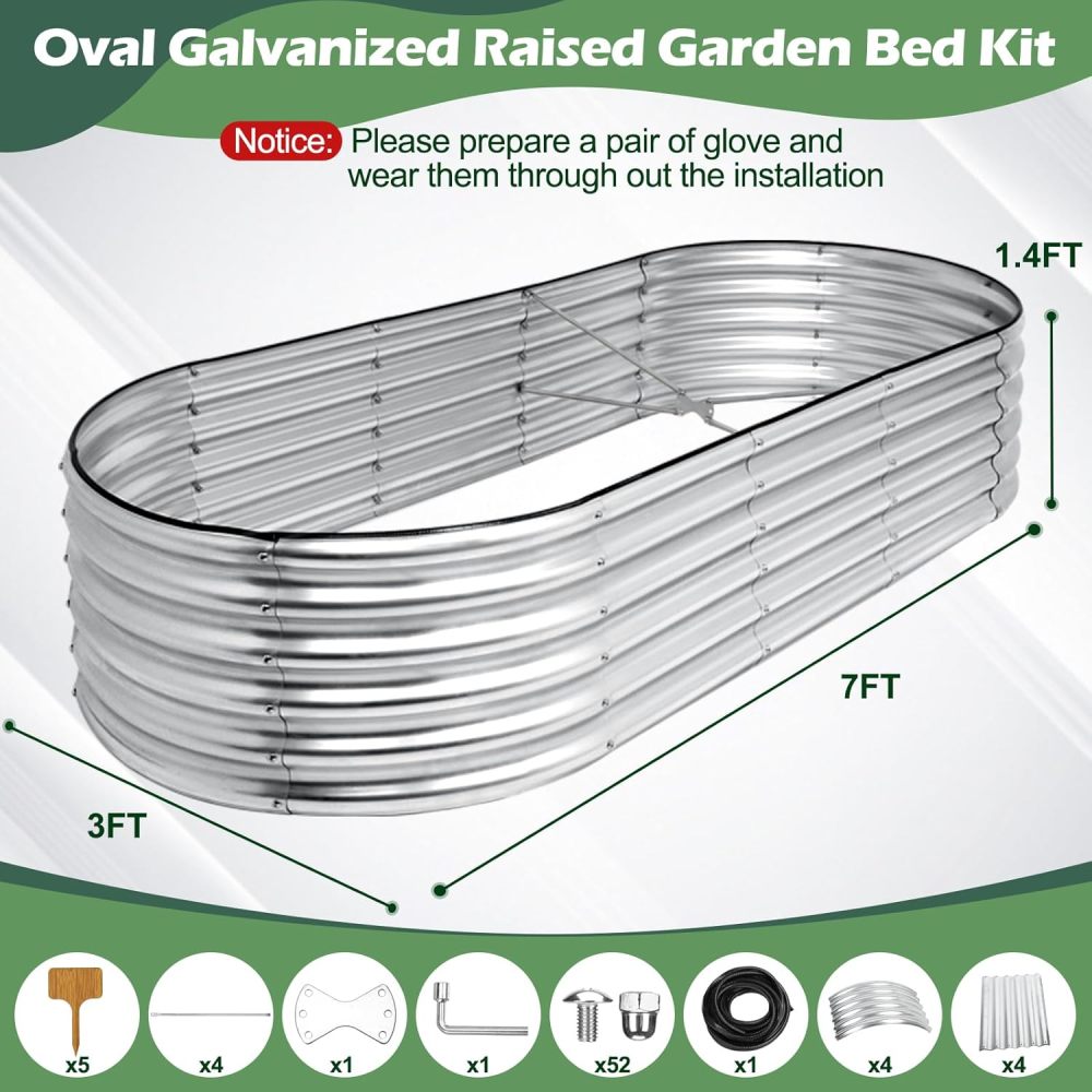7x3x1.4ft Raised Garden Bed Outdoor, Upgraded X-Shaped Support Rods, Raised Planter Box kit, Raised Bed for Planting Vegetables, Flowers, Fruits