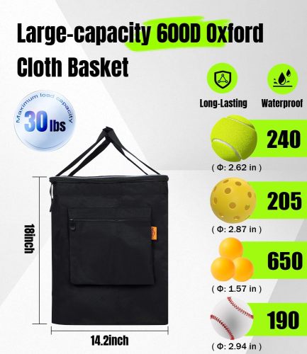 Professional Tennis Cart with Silent PU Wheels - 2 Capacity Choices (150-Ball/ 240-Balls) - Sturdy and Lightweight Tennis Ball Cart - Portable Tennis Balls Basket & Reliable Ball Carrier
