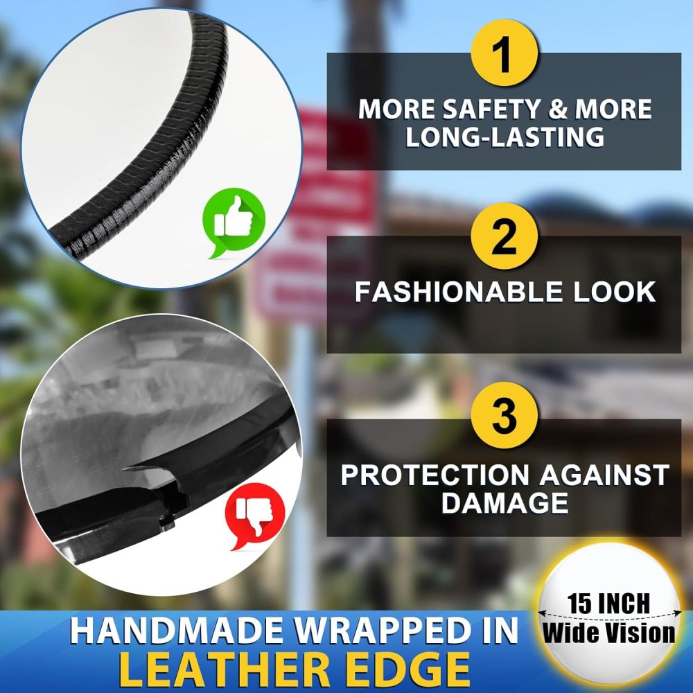 16 inch Adjustable Security Mirror & 15" HD Convex Traffic Mirror - Outdoor and Indoor Blind Spot Mirror, Freely Adjustable Blind Spot Mirror, Heavy Acrylic Mirror