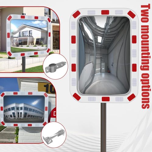16" Convex Driveway Mirror & 24" Reflective Rectangular Mirror - Blindspot Mirror for Driveway Garage Park Assistant, Security Mirror Indoor and Outdoor