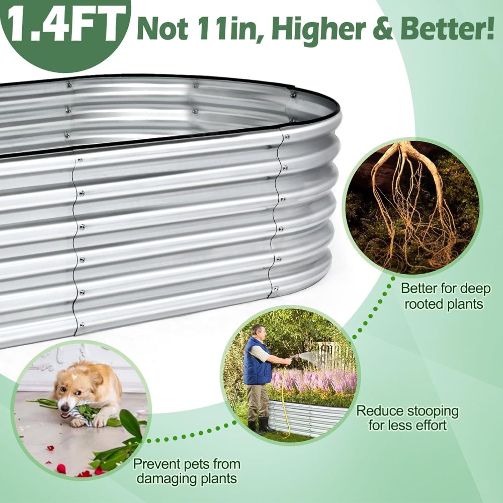 7x3x1.4ft Raised Garden Bed Outdoor, Upgraded X-Shaped Support Rods, Raised Planter Box kit, Raised Bed for Planting Vegetables, Flowers, Fruits