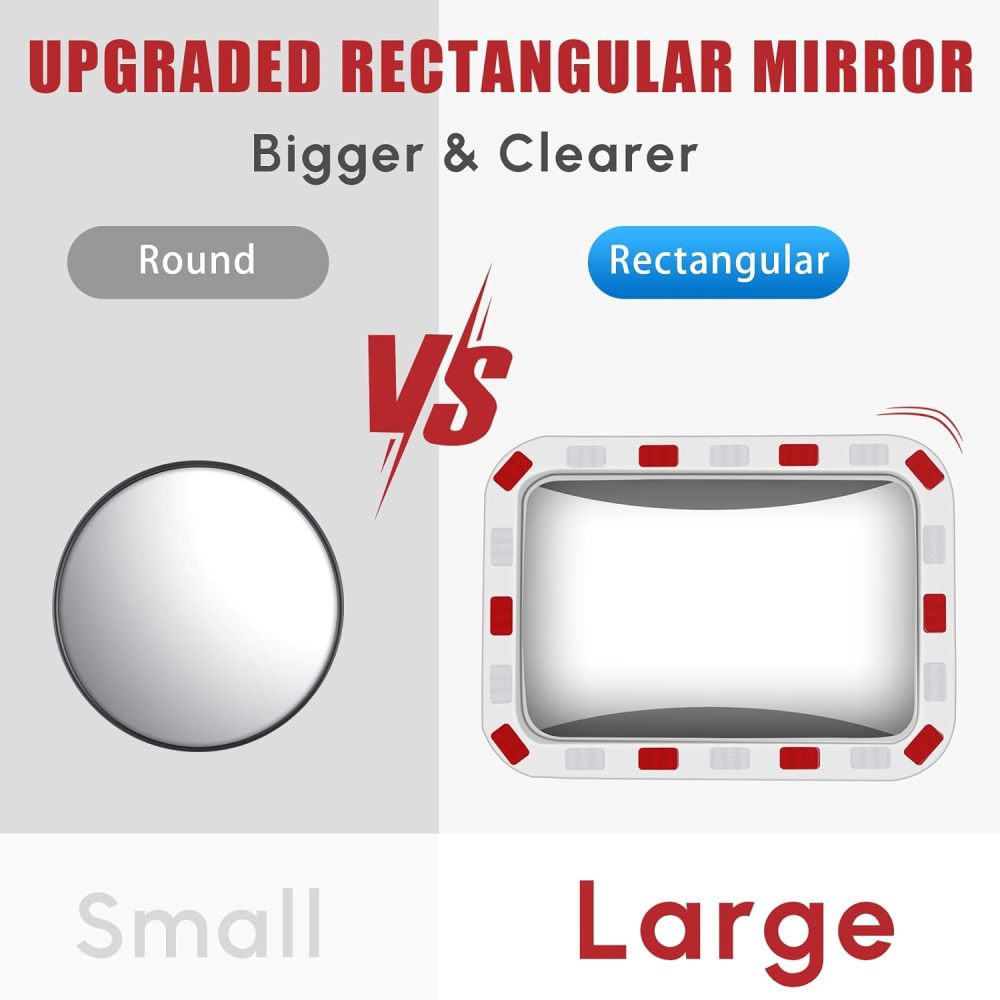 16" Convex Driveway Mirror & 24" Reflective Rectangular Mirror - Blindspot Mirror for Driveway Garage Park Assistant, Security Mirror Indoor and Outdoor