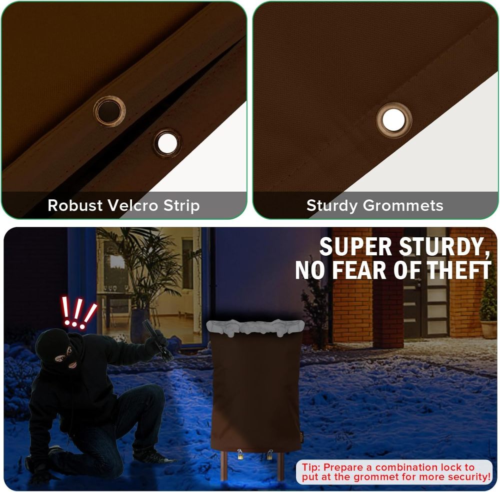Upgraded Backflow Preventer Cover Aluminum Foil (5°F) - 20" W x 26" H Industrial 600D Winter Sprinkler Valve Covers for Outside, Anti-UV Winter-Freeze Water Well Pump Cover, Brown