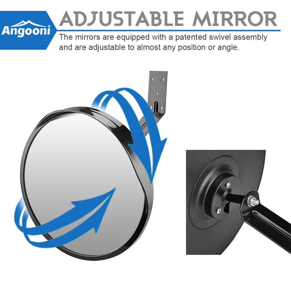 Premium 12" Acrylic Convex Traffic Mirror, Pack of 2, Adjustable Safety Mirror For Wide Angle View, Corner Security Mirrors Indoor and Outdoor, Driveway Mirror, Parking Garage, Office Mirrors