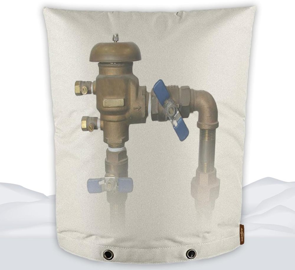 14x18in Insulated Backflow Preventer Cover | Adjustable Size | Easy Installation | Secure Velcro | Protects Sprinkler System from Cold Weather - Winter Sprinkler Cover(Gray)