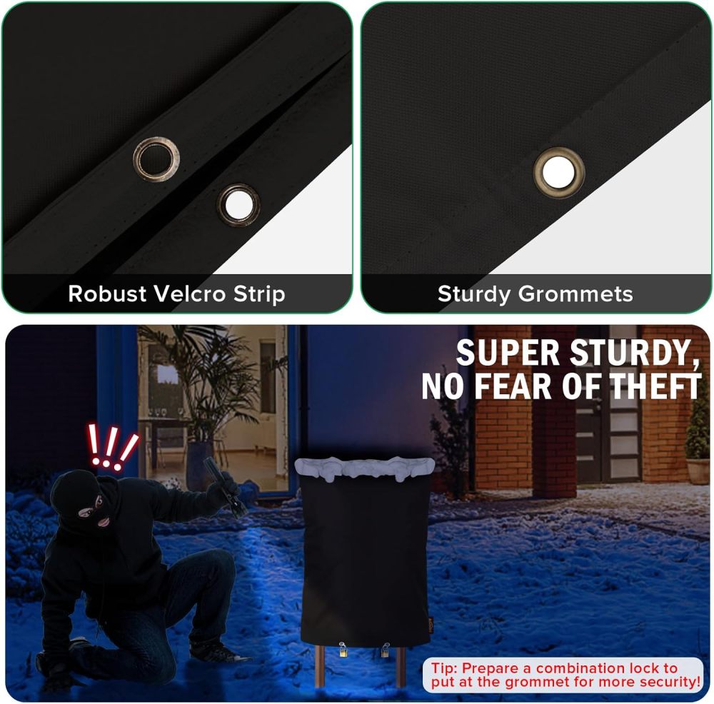 Upgraded Backflow Preventer Cover Aluminum Foil (5℉) - 16"W x 20"H Industrial 600D Winter Sprinkler Valve Covers for Outside, Anti-UV Winter-Freeze Water Well Pump Cover, Black
