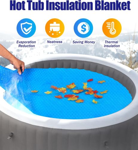 6x6FT Hot Tub Thermal Blanket - 16 Mil Hot Tub Bubble Cover, Thermal Solar Blanket for Insulating Square Inflatable Hot Tub Spas, Hot Tub Pools(183x183cm)