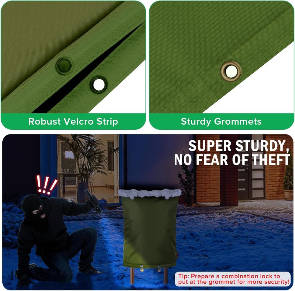 Upgraded Backflow Preventer Cover Aluminum Foil (5°F) - 20"W x 26"H Industrial 600D Winter Sprinkler Valve Covers for Outside, Anti-UV Winter-Freeze Water Well Pump Cover, Green