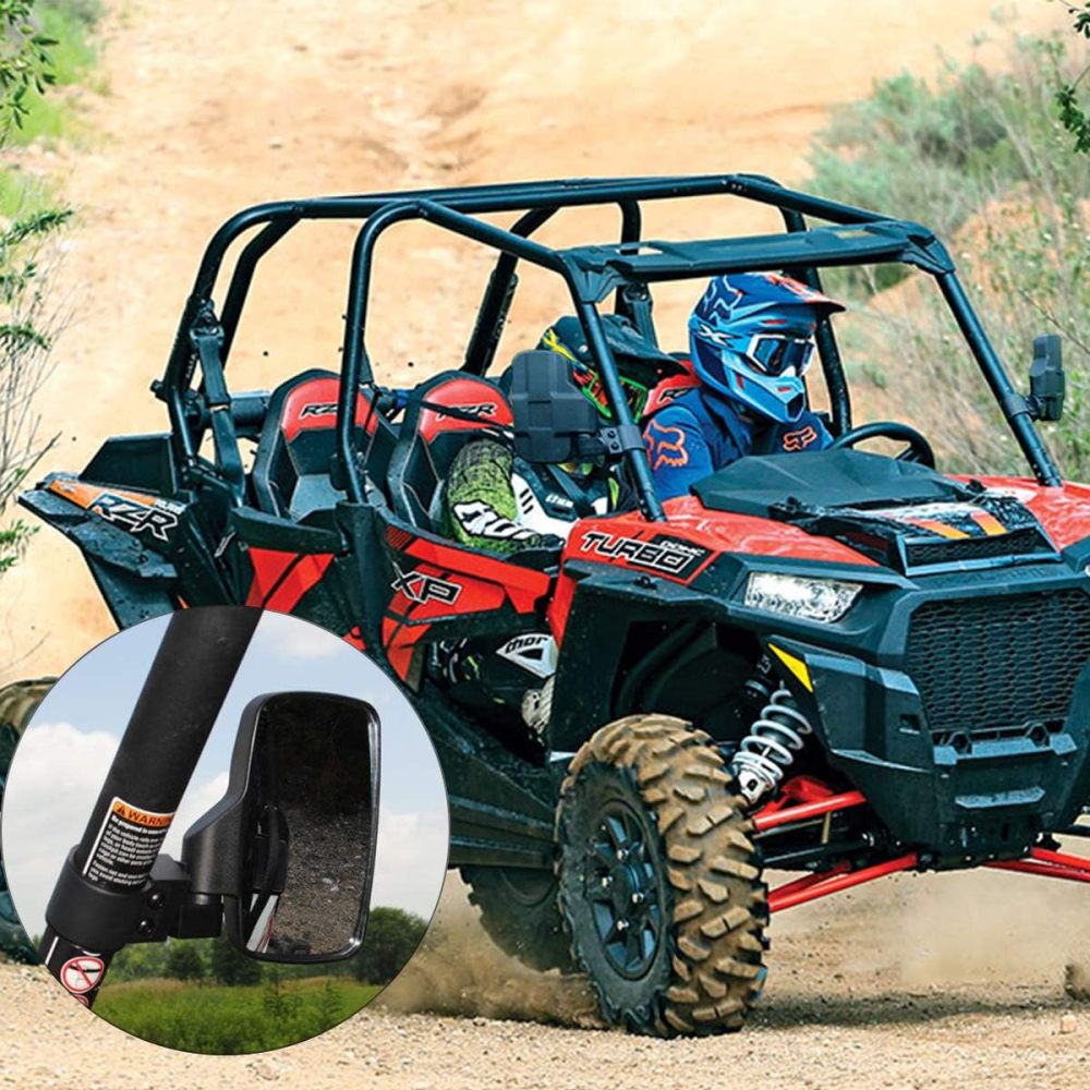 UTV Side View Mirrors for 1.75" and 2" Roll Bar Cage(2 Pack), Adjustable Wide Rear Clear View Mule Mirrors for Polaris RZR, Can-Am, Kawasaki, Kubota, Yamaha, Maver