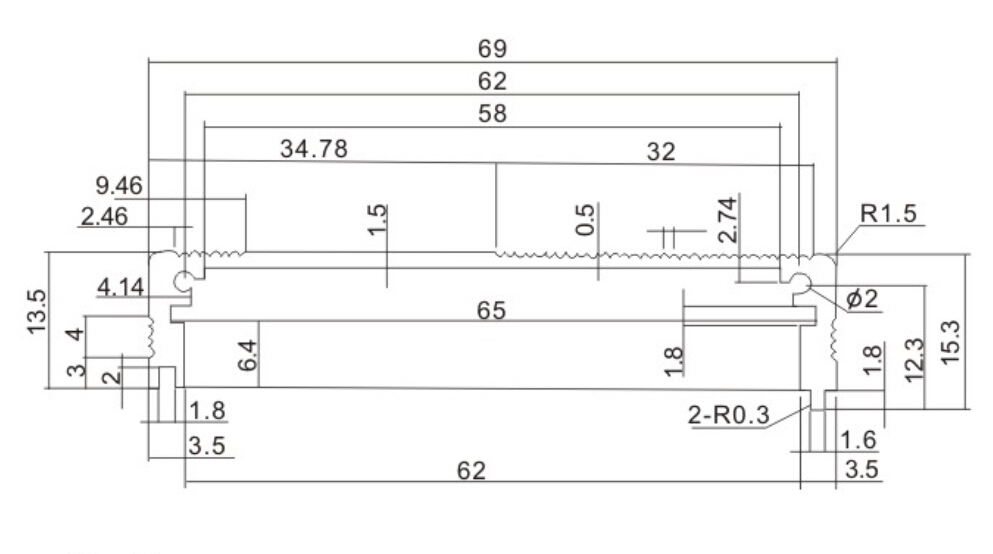 Custom Aluminum extruded enclosures U shape