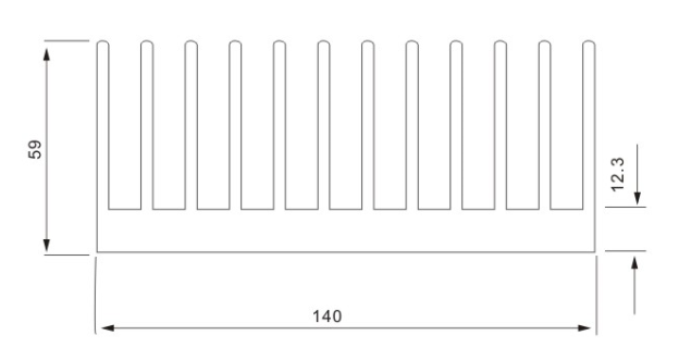 Aluminum heat sink 140x59mm