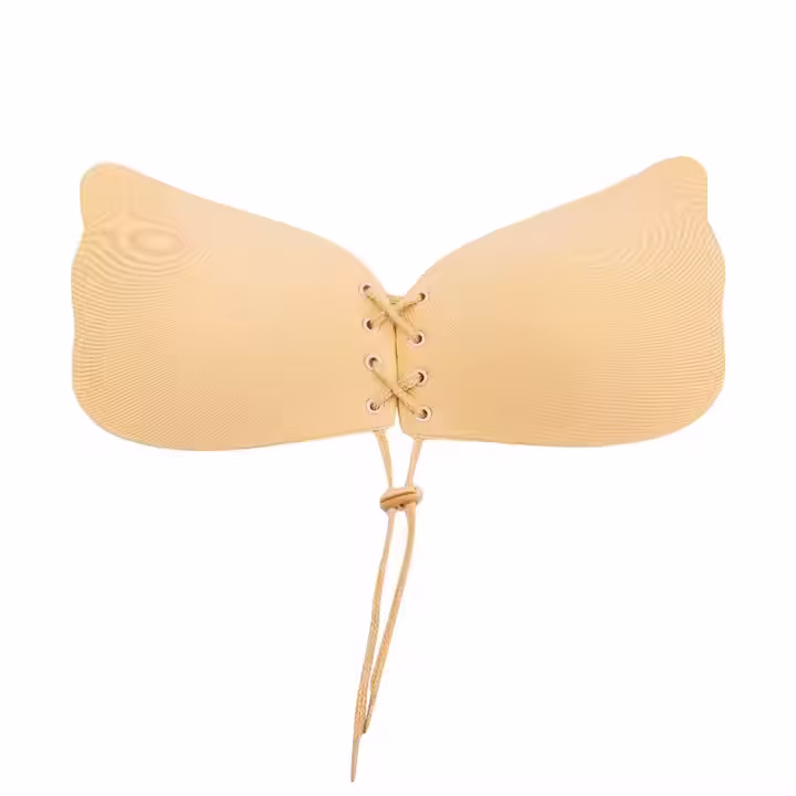 Sticky drawstring bra strapless backless stealth lift push-ups sticky bra sexy wing reusable non slip dress for women
