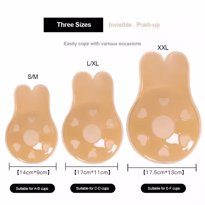 Rabbit ear lift pacifier set women push-up bra breast lift pie 9 11 13 cm strapless backless sexy invisible