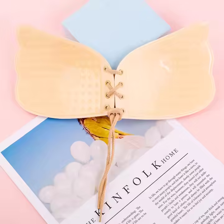 Sticky drawstring bra strapless backless stealth lift push-ups sticky bra sexy wing reusable non slip dress for women