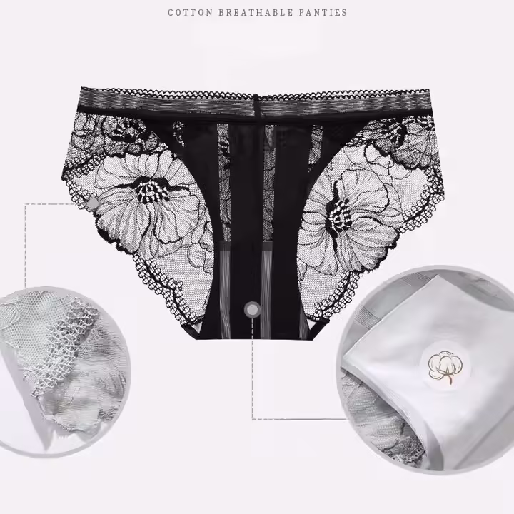 Women's Panties Sexy Seamless Lace Briefs High Waist Cotton Underwear Breathable Comfortable Ladies Underpants