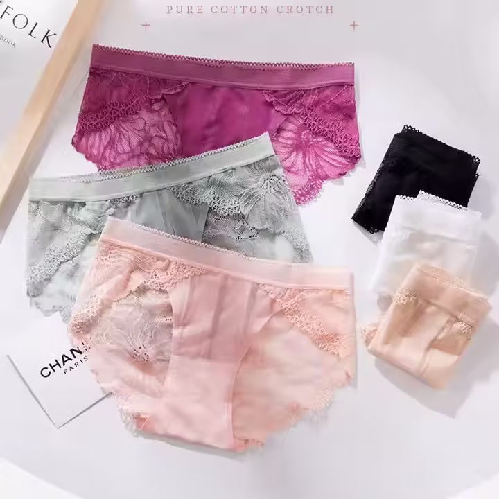 Women's Panties Sexy Seamless Lace Briefs High Waist Cotton Underwear Breathable Comfortable Ladies Underpants