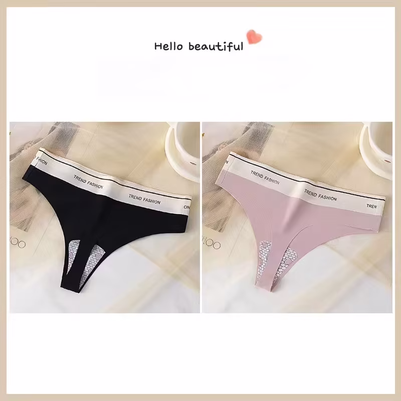 2024 New Arrival Ice Silk Seamless Thongs Women's Panties Sexy Mid-rise Briefs 2 Per Pack Fitness Yoga Sports T-Back Underpants