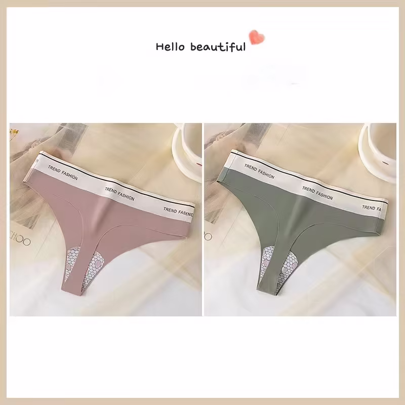 2024 New Arrival Ice Silk Seamless Thongs Women's Panties Sexy Mid-rise Briefs 2 Per Pack Fitness Yoga Sports T-Back Underpants