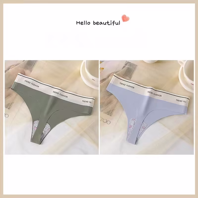 2024 New Arrival Ice Silk Seamless Thongs Women's Panties Sexy Mid-rise Briefs 2 Per Pack Fitness Yoga Sports T-Back Underpants