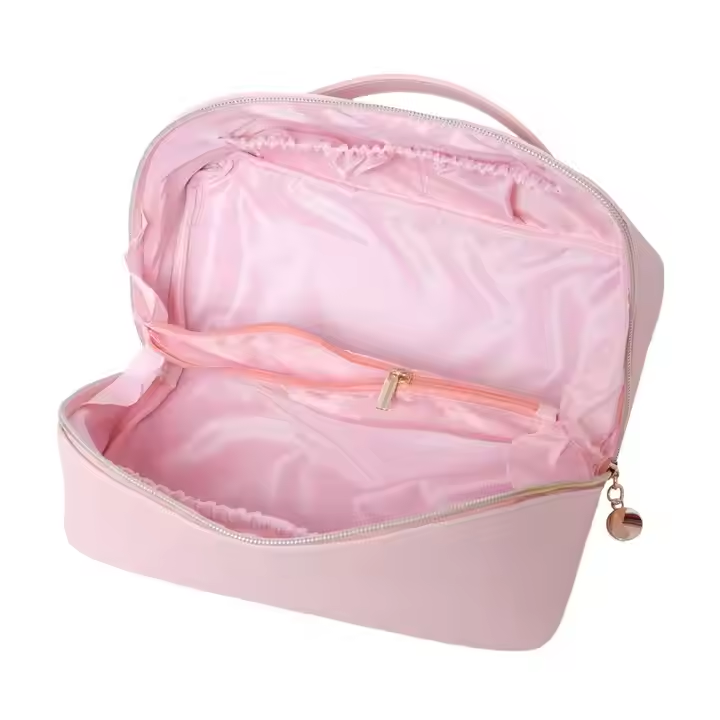 High Quality PU Leather Makeup Bag Waterproof Portable Cosmetic Bag Toiletry Bag for Skincare Cosmetics With Handle In Stock Women Cosmetic Case