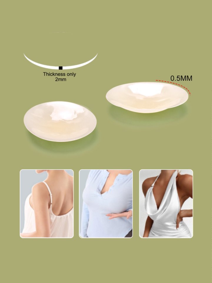 2025 New Upgraded Nipple Cover 8cm 100% Silicone Reusable Adhesive Silicone Nipple Pad Thin Invisible Breast Pasties Waterproof Underwear Accessories for Women Girls Wedding dress Seaside Sports Dress Daily