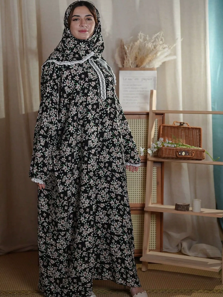 Comfortable Breathable Scarf All-in-One Fashionable  Dress Women Long Clothes Dubai Abaya Islamic Dresses Beautiful Modest Modern Abayas