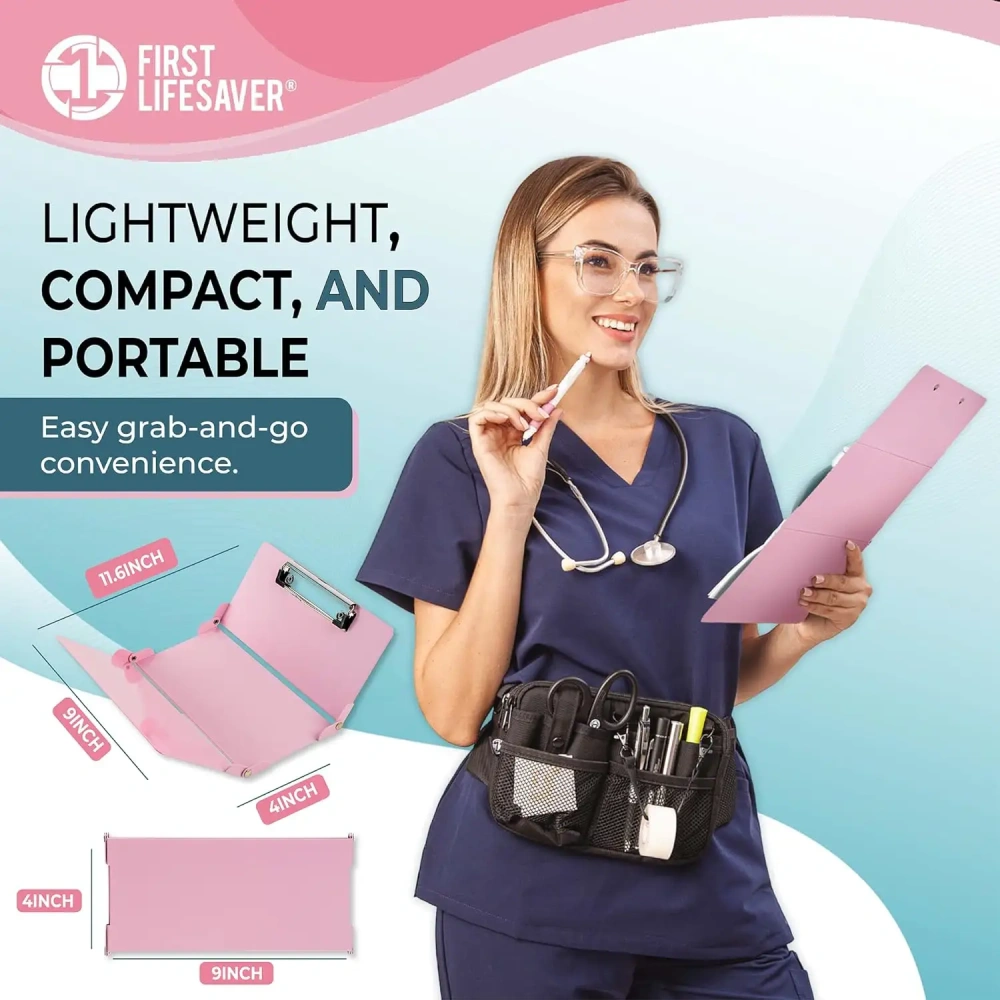 Nursing Clipboard with Nursing and Medical Edition Cheat Sheets 3 Layers Aluminum Foldable Nurse Clip Boards Notepad for Student
