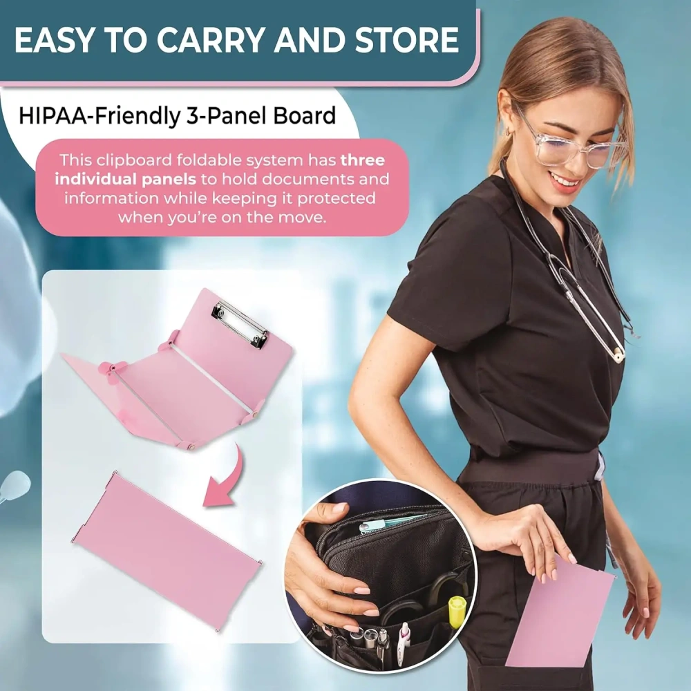 Nursing Clipboard with Nursing and Medical Edition Cheat Sheets 3 Layers Aluminum Foldable Nurse Clip Boards Notepad for Student