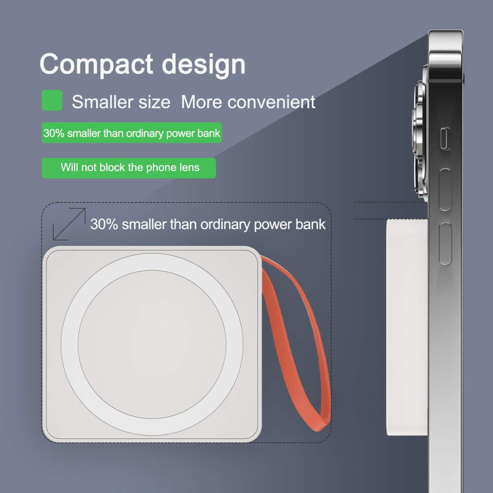 Power Banks 5000Mah Capacity High Quality Mini Fast Quick Charge Power Banks 3 in 1 20W Magnetic Wireless Power Bank 5000Mah