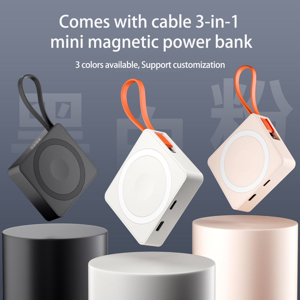 Power Banks 5000Mah Capacity High Quality Mini Fast Quick Charge Power Banks 3 in 1 20W Magnetic Wireless Power Bank 5000Mah