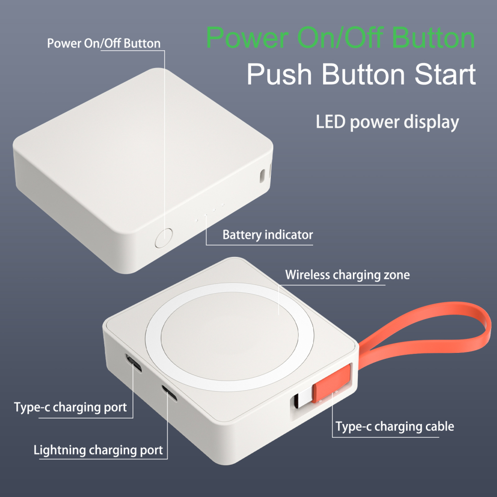 Power Banks 5000Mah Capacity High Quality Mini Fast Quick Charge Power Banks 3 in 1 20W Magnetic Wireless Power Bank 5000Mah