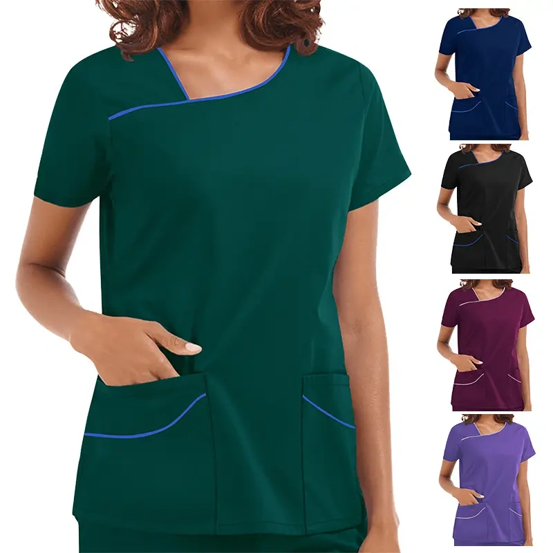 Nursing Uniform Sets Unisex Women Men Short Sleeves Overalls Scrubs Set Nurse Uniforms for Hospital Top & Pants Multi Pocket