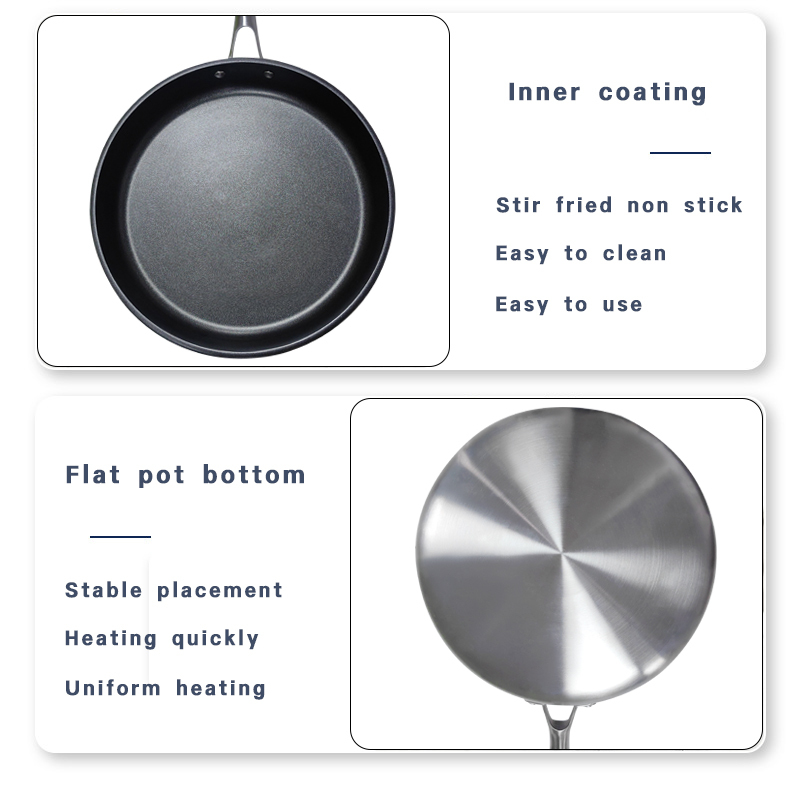 Compound Steel Frying Pan 28cm Cast Steel Handle Skillet Pot 11inch Kitchen Cooking Cookware Compatible with All Cooktops