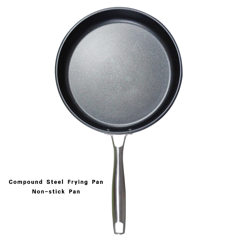 Compound Steel Frying Pan 28cm Cast Steel Handle Skillet Pot 11inch Kitchen Cooking Cookware Compatible with All Cooktops