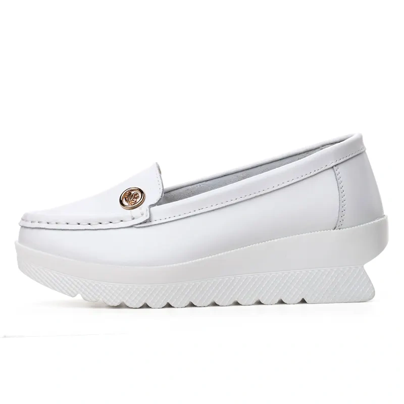 Women's Cowhide Nursing Shoes for Hospital Anti-slip Breathable Lightweight Waterproof Work Nurse Shoe Anti-Fatigue Footwear