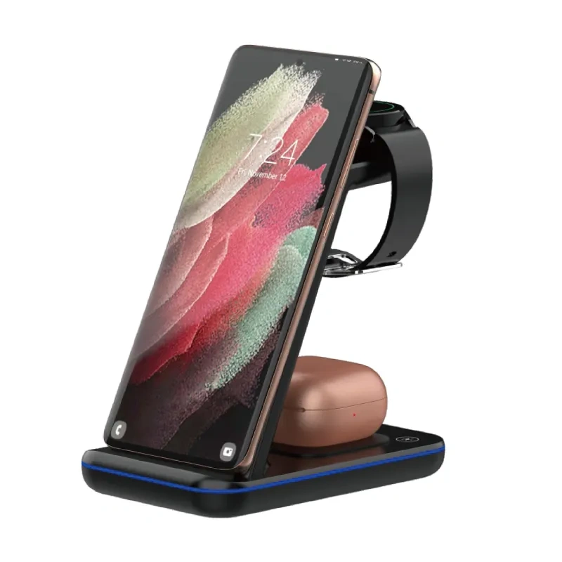 Wireless Chargers for Multiple Devices 15W 3 in 1 Magnetic Wireless Charger Stand Fast Charging Portable Wireless Charger