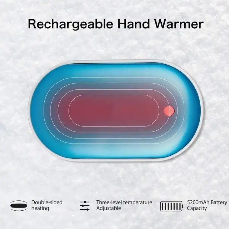 USB Hand Warmer Portable 5000mA Mini Electric Hand Warmers Double Sided Heating and Power Bank for Outdoor Use in Winter