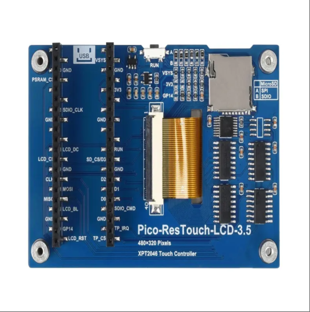 Pico 3.5 Inch Display 65K Color LCD Module 480*320 Pixels Pico-Res Touch Monitor SPI Communication