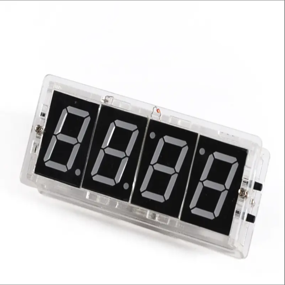 4 Digit DIY Digital LED Clock Kit LED Clock Kit Digital Tube Time Temperatiure Date with Transparent Shell