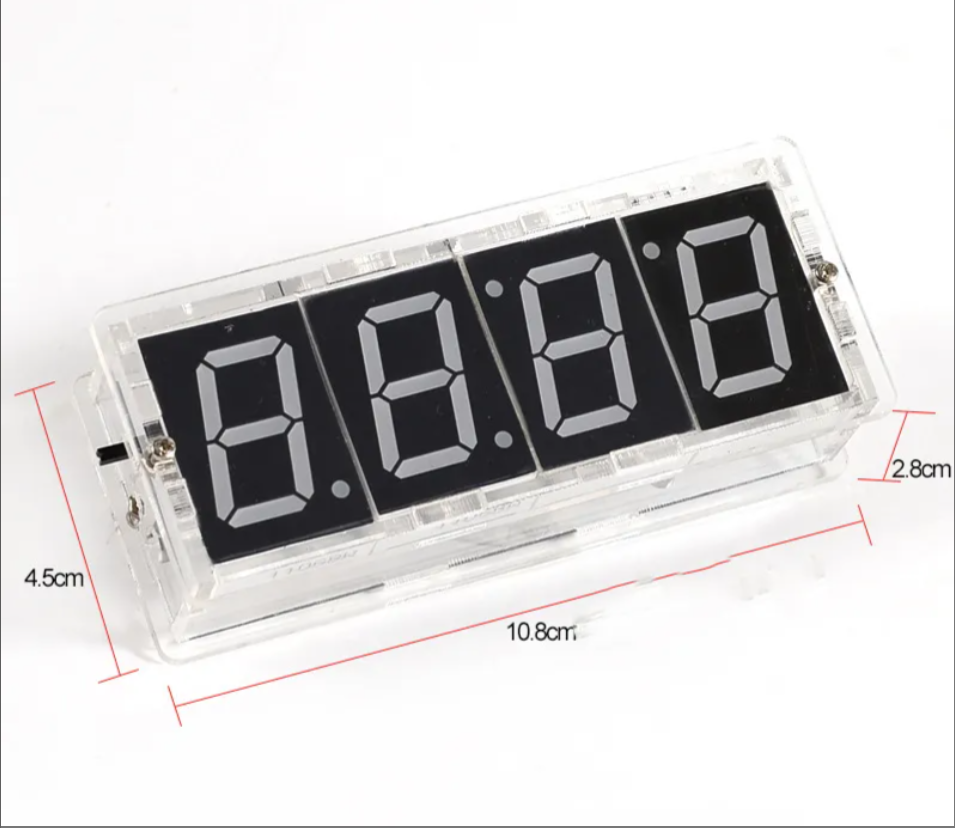 4 Digit DIY Digital LED Clock Kit LED Clock Kit Digital Tube Time Temperatiure Date with Transparent Shell